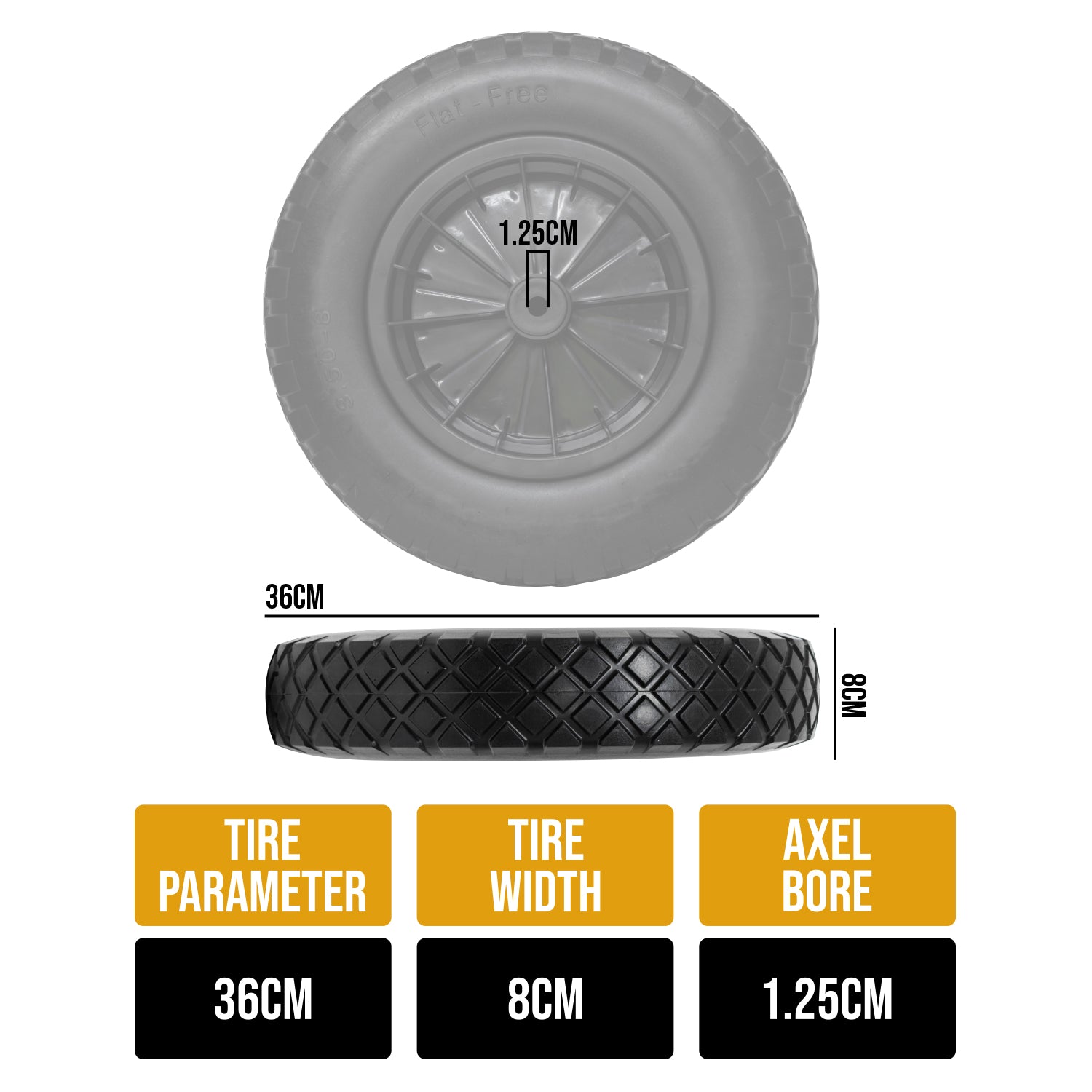 Woodside 14†Replacement Wheelbarrow Wheel, Heavy Duty Puncture Proof Tyre