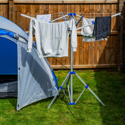 Andes 4 Arm Aluminium Rotary Camping Clothes Airer 16m Washing Line Drying Rack