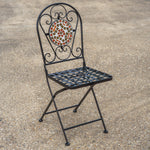 Folding Garden Bistro Chairs – Folding Metal Outdoor Chairs, Terracotta Tile Design x 2