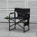 Andes Folding Camping Garden Chair, Aluminium Fishing Directors Chair with Side Table x 2