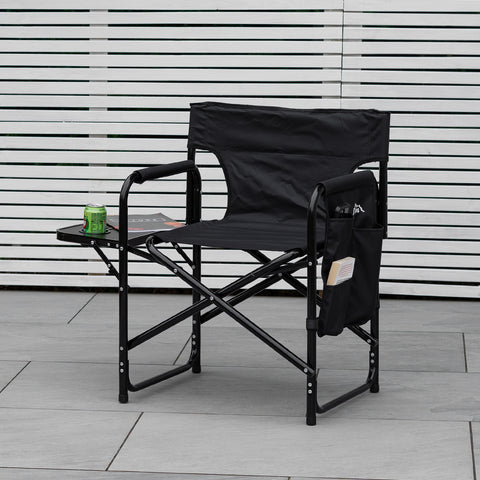 Andes Folding Camping Garden Chair, Aluminium Fishing Directors Chair with Side Table x 2