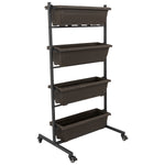 Woodside Dereham 4 Tier Wheeled Metal Garden Planter Flower Display Stand