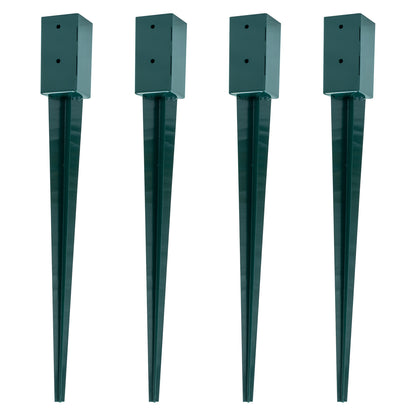Woodside Steel Fence Post Holders Heavy Duty Ground Stakes – 100mm/4” Square Pack of 4
