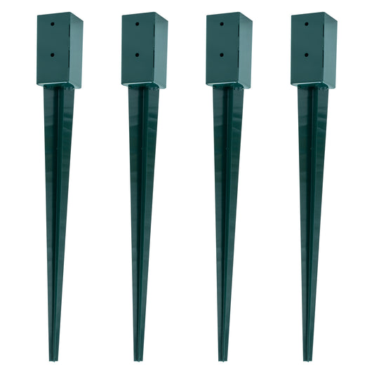 Woodside Steel Fence Post Holders Heavy Duty Ground Stakes – 100mm/4” Square Pack of 4