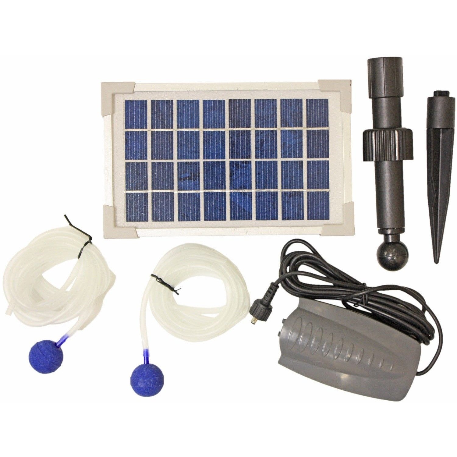 Woodside Solar Powered Oxygenator Pond Water Oxygen Pump 2 Air Stone Aerator