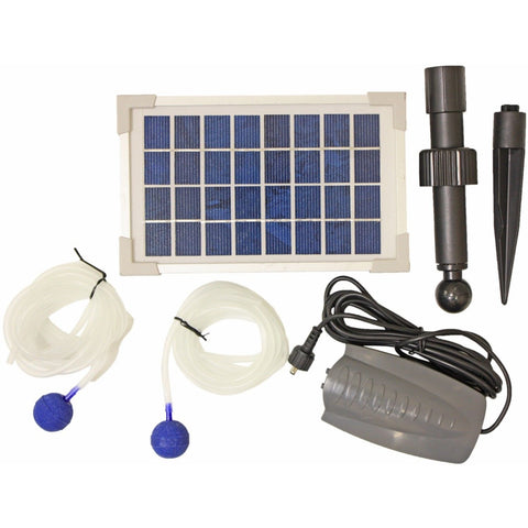 Woodside Solar Powered Oxygenator Pond Water Oxygen Pump 2 Air Stone Aerator