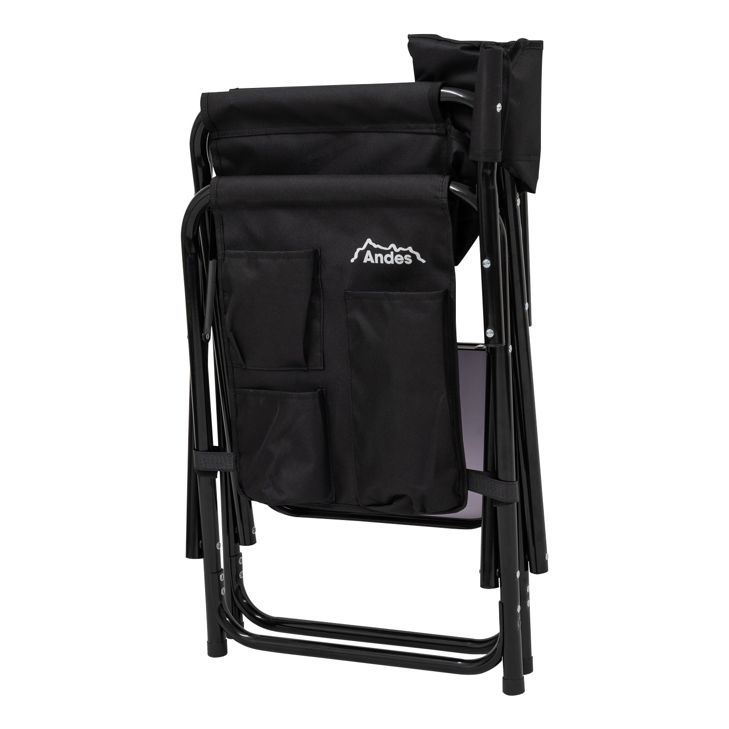 Andes Folding Camping Garden Chair, Aluminium Fishing Directors Chair with Side Table x 2