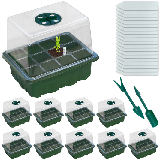 10 x Woodside Seed Tray Propagator Set Reusable Germination Tray Kit 120 Cells