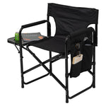 Andes Folding Camping Garden Chair, Aluminium Fishing Directors Chair with Side Table x 2