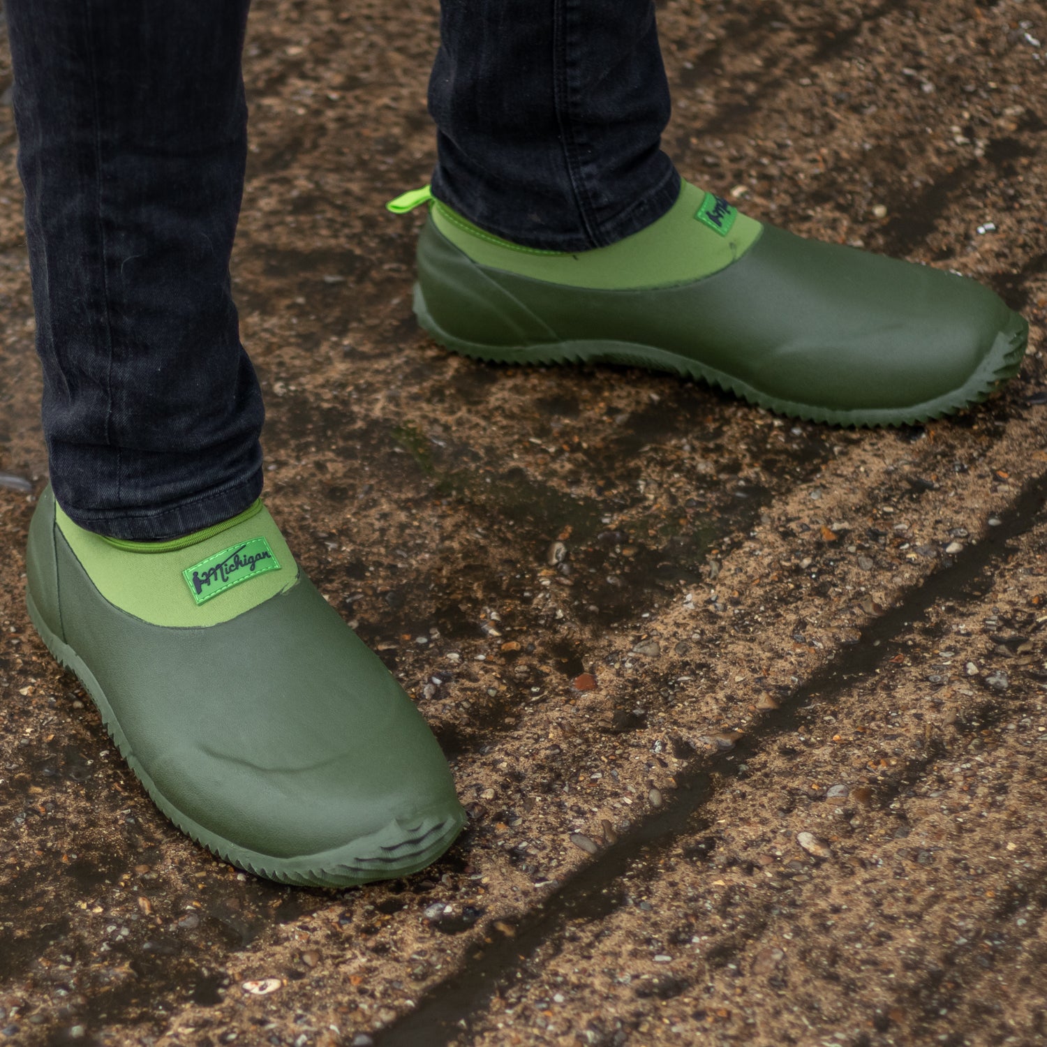 Michigan Green Neoprene Garden Boots Slip On Waterproof Outdoor Shoe