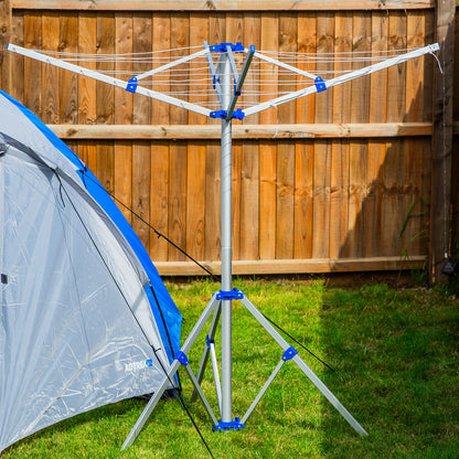 Andes 4 Arm Aluminium Rotary Camping Clothes Airer 16m Washing Line Drying Rack