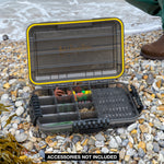 Michigan Waterproof Transparent Fishing Medium Tackle Box Storage Organiser Tray with DIY Dividers for Lures Hooks Storage, 2 Pack