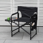 Andes Folding Camping Garden Chair, Aluminium Fishing Directors Chair with Side Table x 2