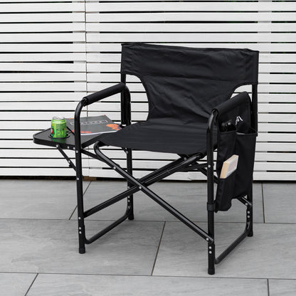 Andes Folding Camping Garden Chair, Aluminium Fishing Directors Chair with Side Table x 2