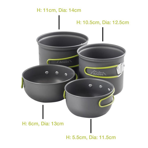 Andes 3-4 Person Camping Cookware Kit