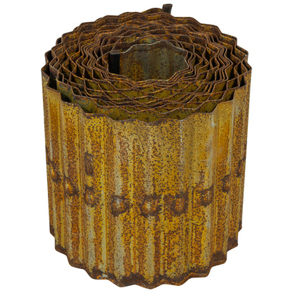 Woodside Metal Garden Border Edging 5m x 16.5cm Decorative Rusted Finish for Lawn/Pathways
