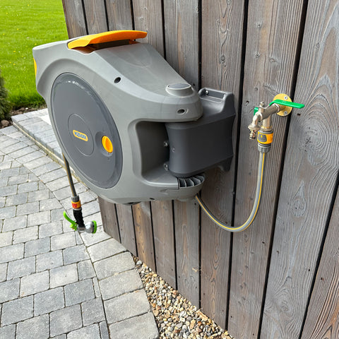 Woodside Brass Nickelplated ½†Double Outlet Garden Tap, 2 x ¾†Hose Connectors