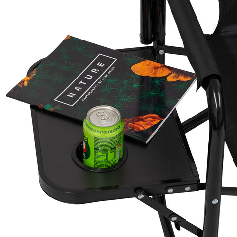 Andes Folding Camping Garden Chair, Aluminium Fishing Directors Chair with Side Table x 2