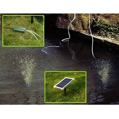 Woodside Solar Powered Oxygenator Pond Water Oxygen Pump 2 Air Stone Aerator