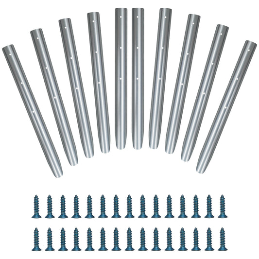 Woodside Lawn Edging Log Roll Stakes 10 Pack Durable Galvanised Steel, 46cm, Complete Kit