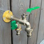 Woodside Brass Nickelplated ½†Double Outlet Garden Tap, 2 x ¾†Hose Connectors