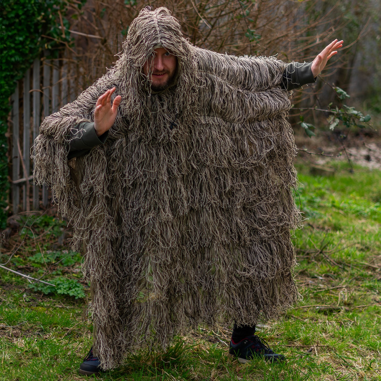 Nitehawk Woodland Camouflage Ghillie Suit Cloak/Poncho for Hunting & Paintball