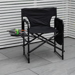 Andes Folding Camping Garden Chair, Aluminium Fishing Directors Chair with Side Table x 2