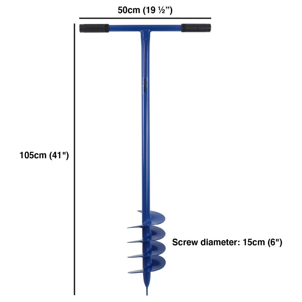 Woodside Manual Garden Earth Auger 150mm Fence Post Hole Digger Hand Drill