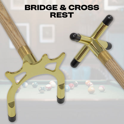 Wollowo Snooker & Pool Cue Rest Billiards Bridge w/ Removable Heads Cross & Spider