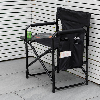 Andes Folding Camping Garden Chair, Aluminium Fishing Directors Chair with Side Table x 2