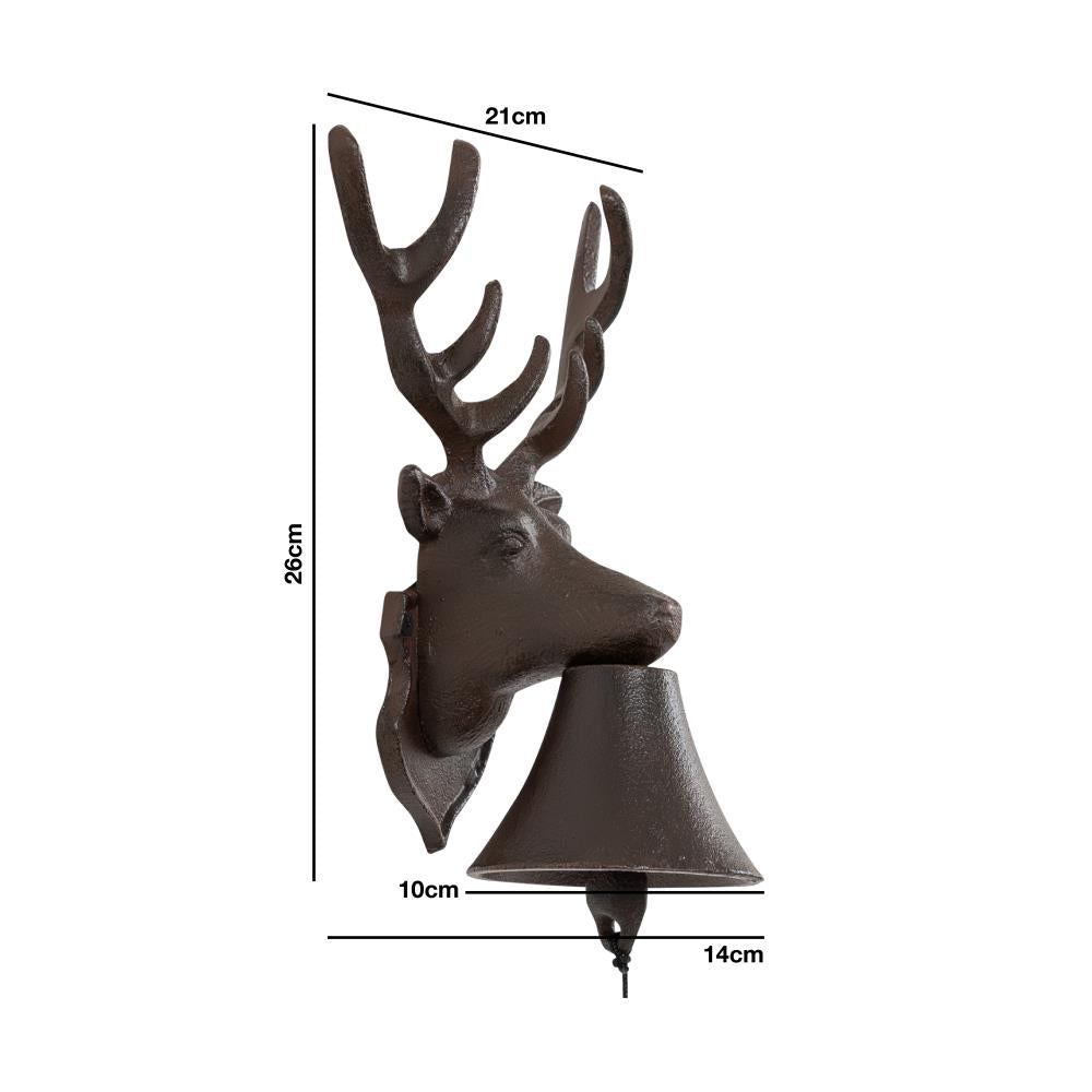 Woodside Cast Iron Wall Mounted Doorbell Chime Antique Deer/Stag Design