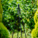 Woodside 1.8m Metal Garden Tepee Obelisk, Steel Climbing Plant Support Trellis/Frame