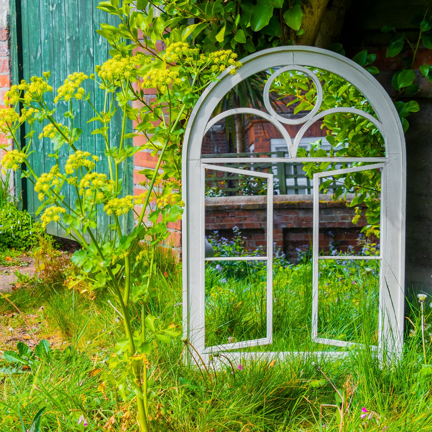 Woodside Acton Large Decorative Arched Outdoor Garden Mirror, 66.5cm x 97.5cm