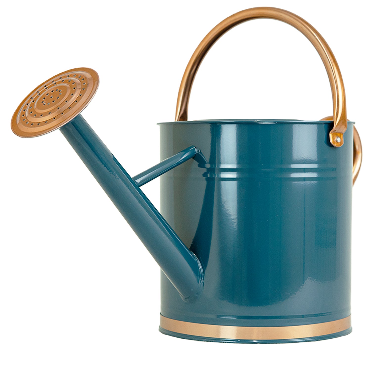 Woodside 9L Teal Metal Watering Can – Heavy Duty Garden Watering Can with Detachable Rose