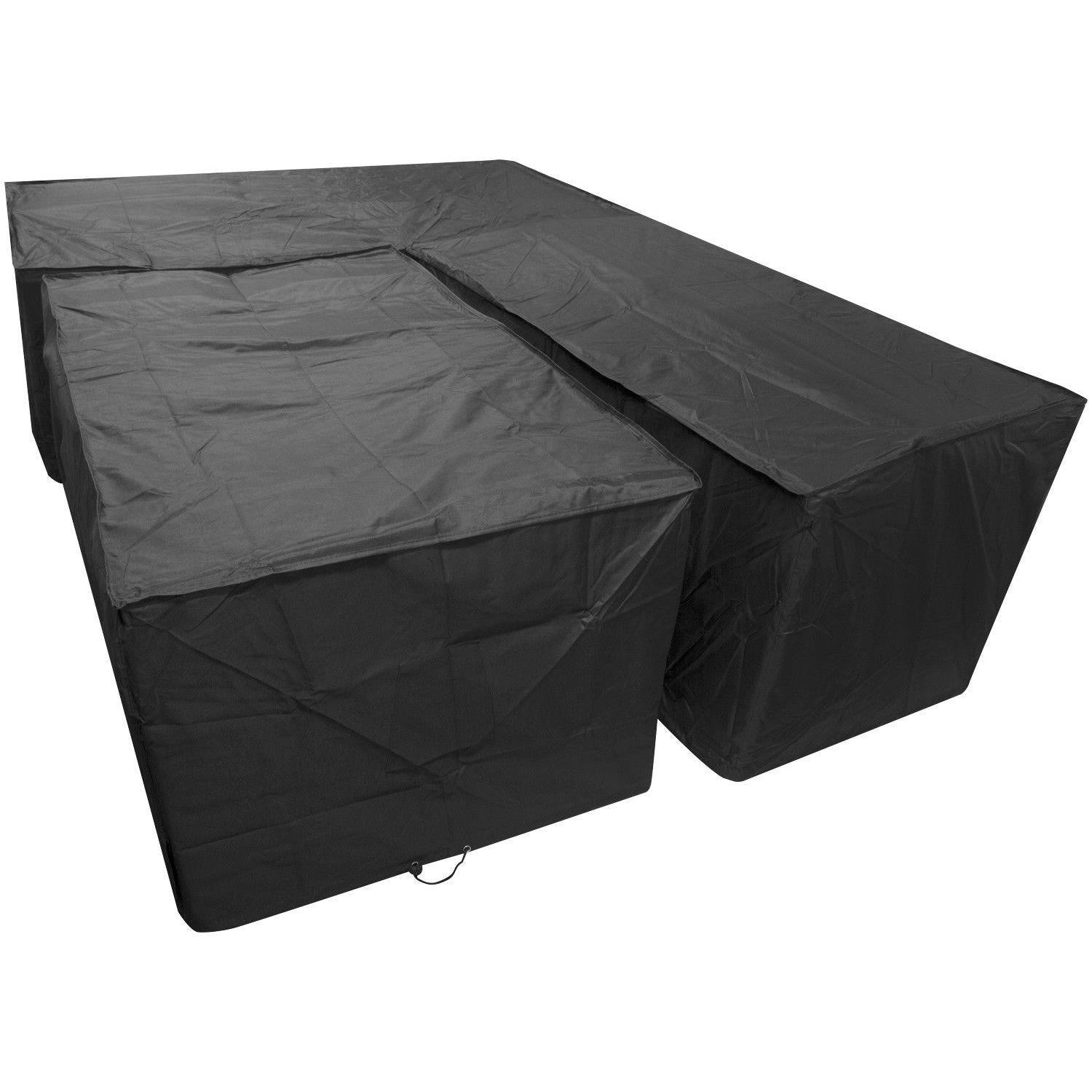 Woodside Black L Shape Outdoor Dining Waterproof Patio Set Cover Rattan