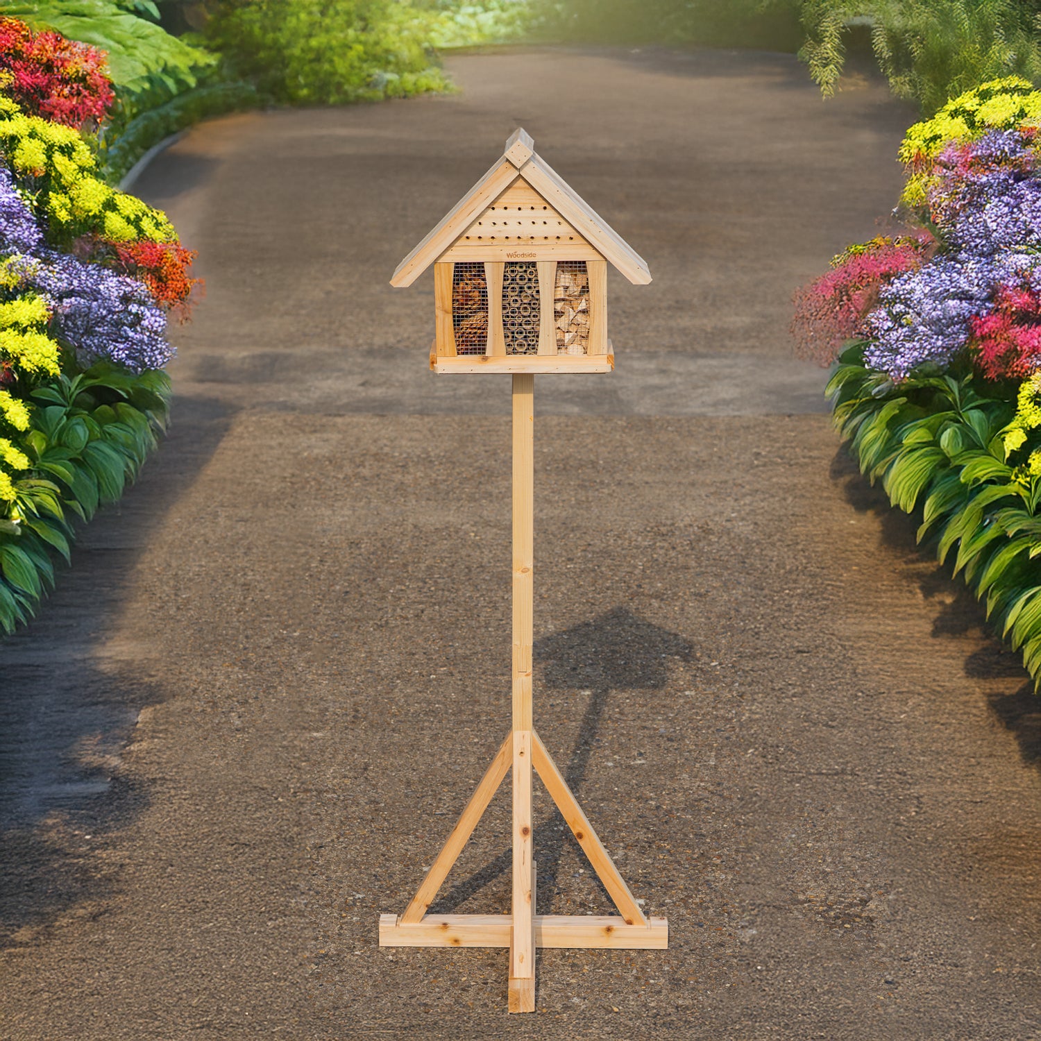 Woodside Large Wooden Insect Hotel Freestanding Garden Bug House Shelter Nesting Box