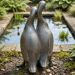 Woodside Large Standing Ducks Garden Ornament Pair Decorative Bronze Effect Resin Duck Statues