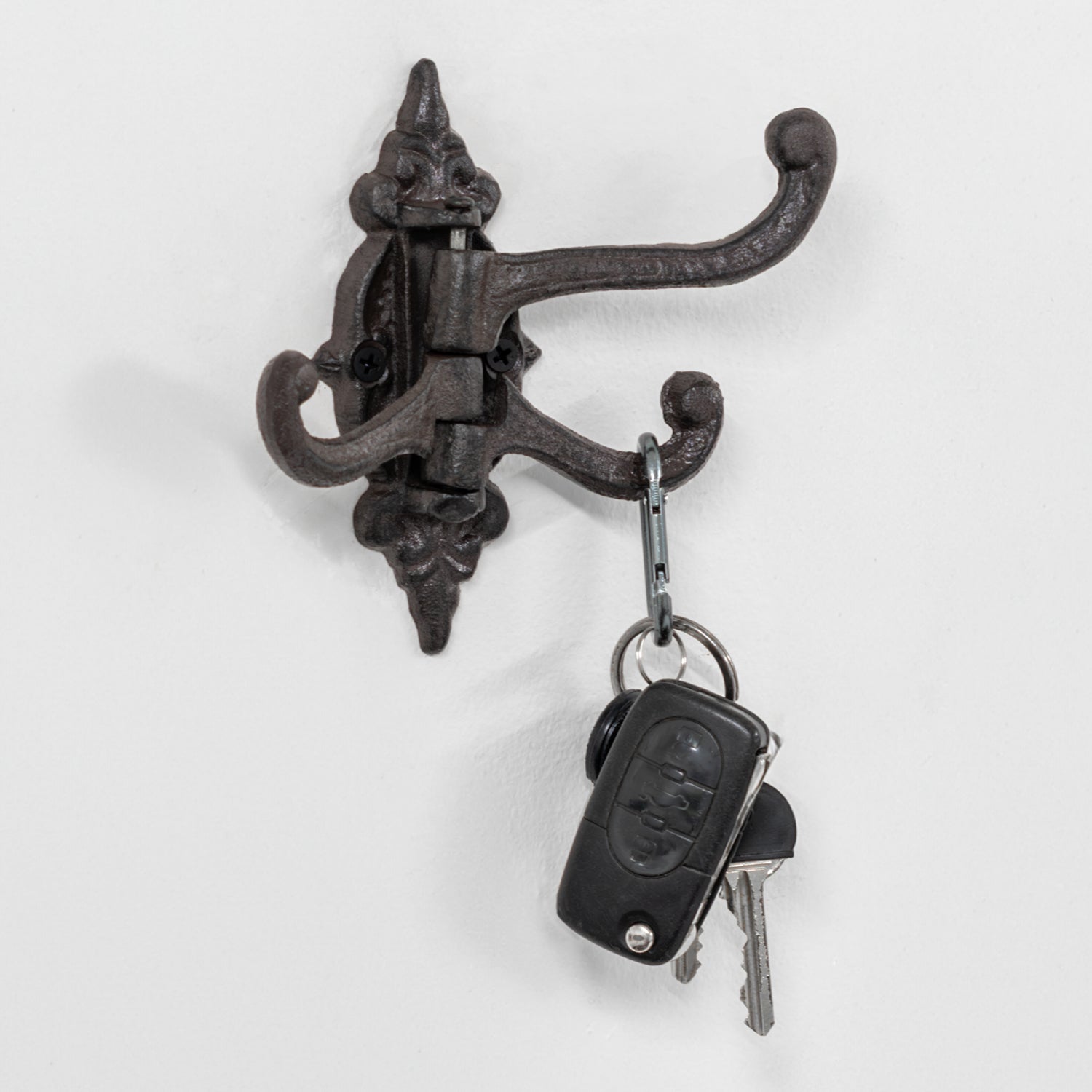 Woodside 3-in-1 Decorative Cast Iron Swivel Coat/Hat/Key Hanger Wall Hooks x 2