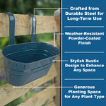 Woodside 4 Pack Metal Hanging Basket Planters – Durable Green Steel Balcony & Fence Flower Pots