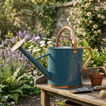 Woodside 9L Teal Metal Watering Can – Heavy Duty Garden Watering Can with Detachable Rose
