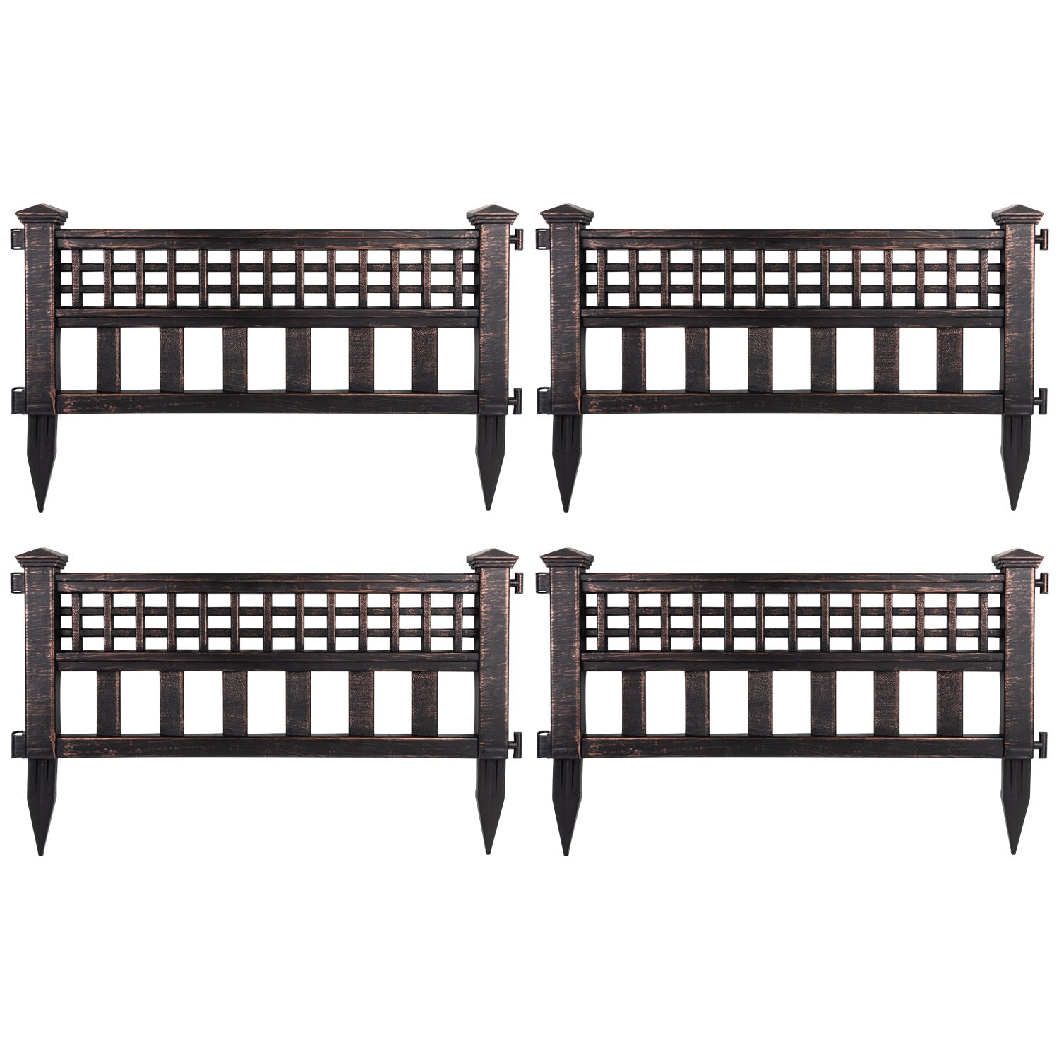 Woodside Bronze Decorative Plastic Garden Fence Panels, Border Edging (4 pack)