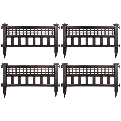 Woodside Bronze Decorative Plastic Garden Fence Panels, Border Edging (4 pack)