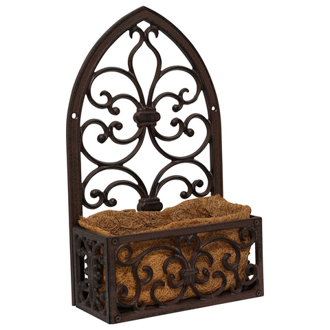 Woodside Cast Iron Wall Mounted Hanging Garden Planter Basket with Coco Liner