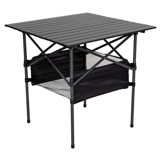 Andes 70cm Portable Aluminium Roll-Top Camping Dining Table with Steel Frame