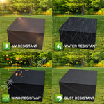 Woodside Heavy Duty Waterproof Garden Rattan Cube Set Cover BLACK 135x135x74cm