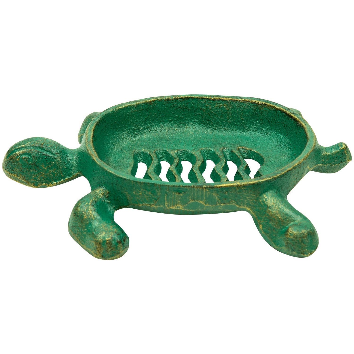 Woodside Decorative Tortoise/Turtle Shaped Cast Iron Soap Dish Holder Tray, Antique/Rustic