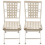 Woodside Ostend 2 x Square Folding Metal Garden Patio Dining Chairs Outdoor Furniture