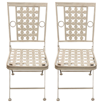 Woodside Ostend 2 x Square Folding Metal Garden Patio Dining Chairs Outdoor Furniture