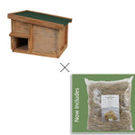 Woodside Hedgehog House & Natural Straw Bedding Kit – Complete Hedgehog Hibernation Shelter
