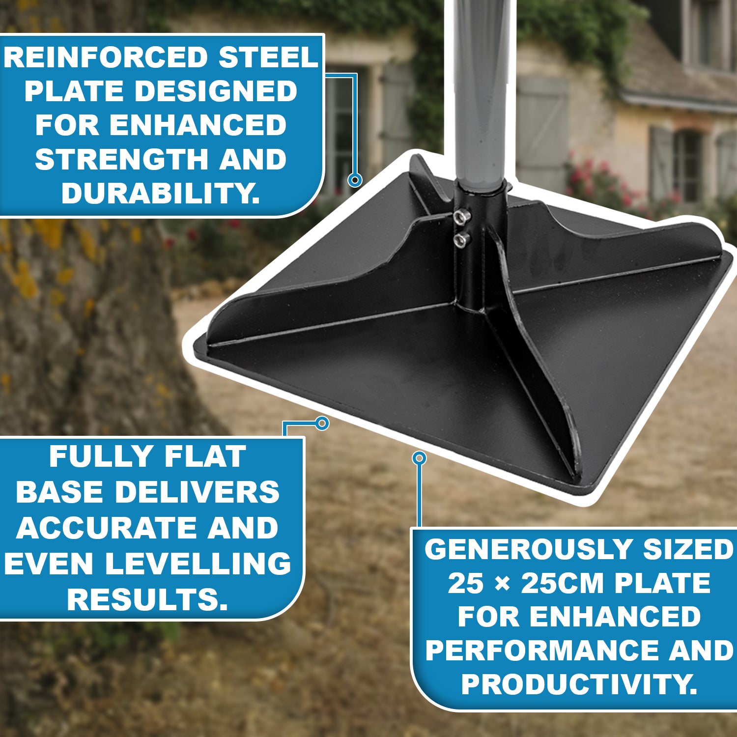 Woodside Heavy Duty Reinforced Steel Ground Tamper | Professional Soil & Gravel Compactor